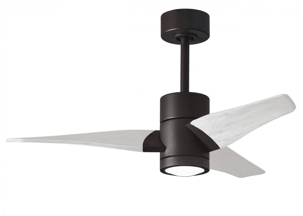 Super Janet three-blade ceiling fan in Textured Bronze finish with 42” solid matte white wood bl