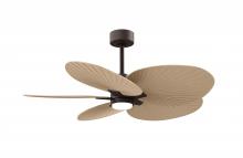 Matthews Fan Company AKTPLK-TB-LM - Alessandra Tropical 5-blade ceiling fan in Textured Bronze and Light Maple blades.