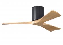 Matthews Fan Company IR3H-BK-LM-42 - Irene-3H - Three Blade Flush Mount Paddle Fan - 42" - Matte Black Finish - Light Maple Tone Blad