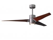 Matthews Fan Company SJ-BN-WN-60 - Super Janet three-blade ceiling fan in Brushed Nickel finish with 60” solid walnut tone blades a