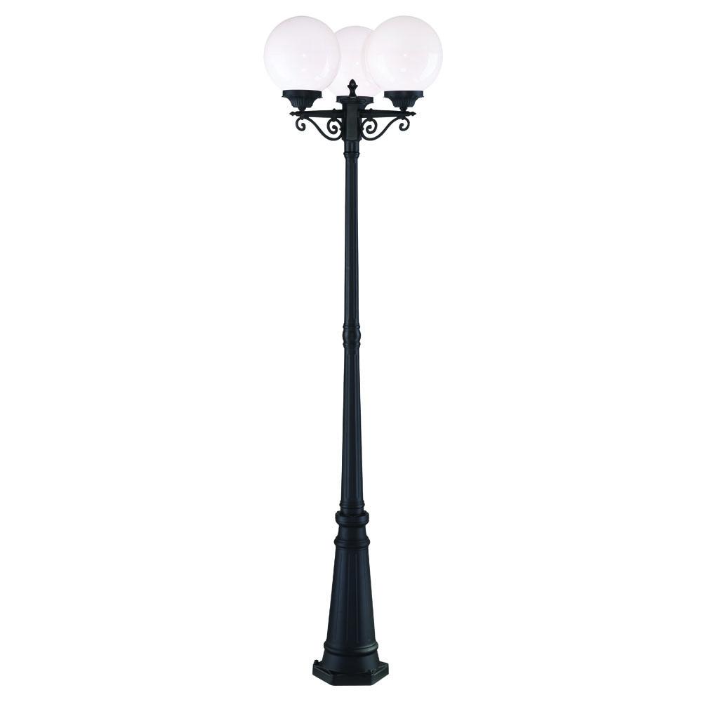 Havana Collection 3-Head Post Combination 3-Light Outdoor Matte Black Post Light