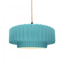 Justice Design Group CER-6553-RFPL-MBLK-BEIG-TWST - Medium Tier Pleated 1-Light Pendant