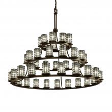 Justice Design Group WGL-8714-10-GRCB-DBRZ - Dakota 45-Light 3-Tier Ring Chandelier