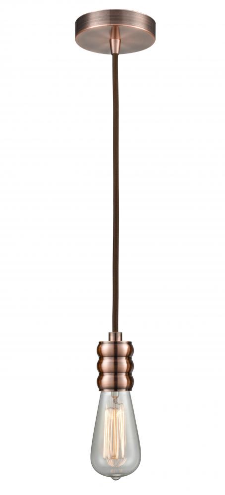 Gatsby - 1 Light - 2 inch - Antique Copper - Cord hung - Mini Pendant