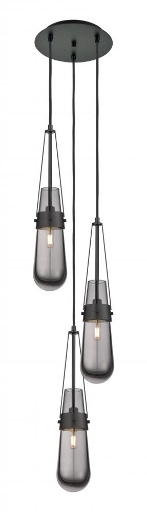 Milan - 3 Light - 12 inch - Matte Black - Multi Pendant