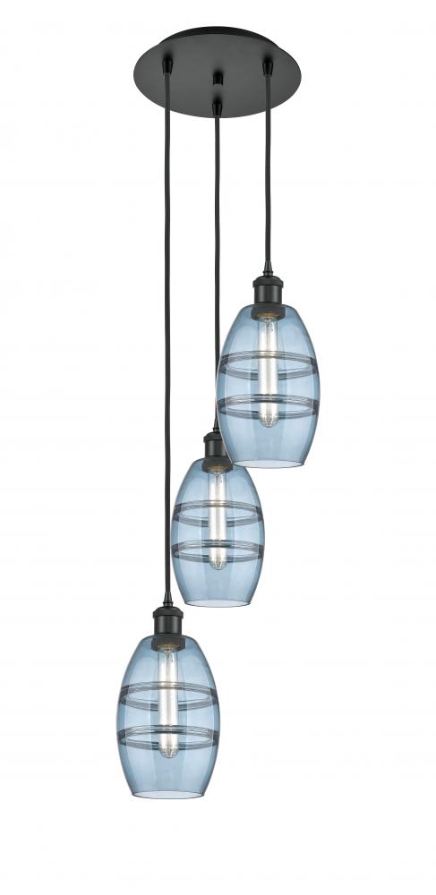 Vaz - 3 Light - 12 inch - Matte Black - Cord hung - Multi Pendant