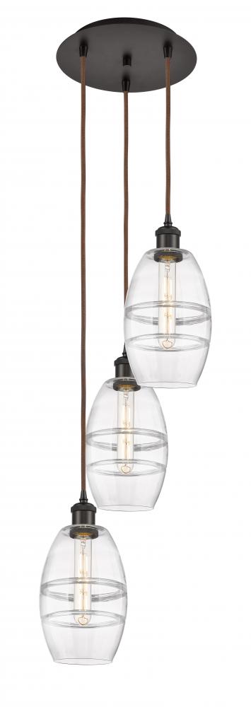 Vaz - 3 Light - 12 inch - Oil Rubbed Bronze - Cord hung - Multi Pendant