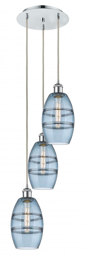 Vaz - 3 Light - 12 inch - Polished Chrome - Cord hung - Multi Pendant