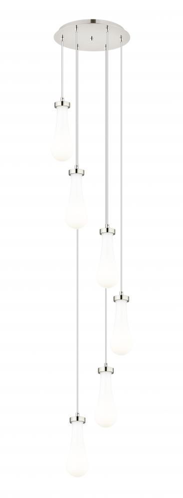 Owego - 6 Light - 16 inch - Brushed Polished Nickel - Multi Pendant