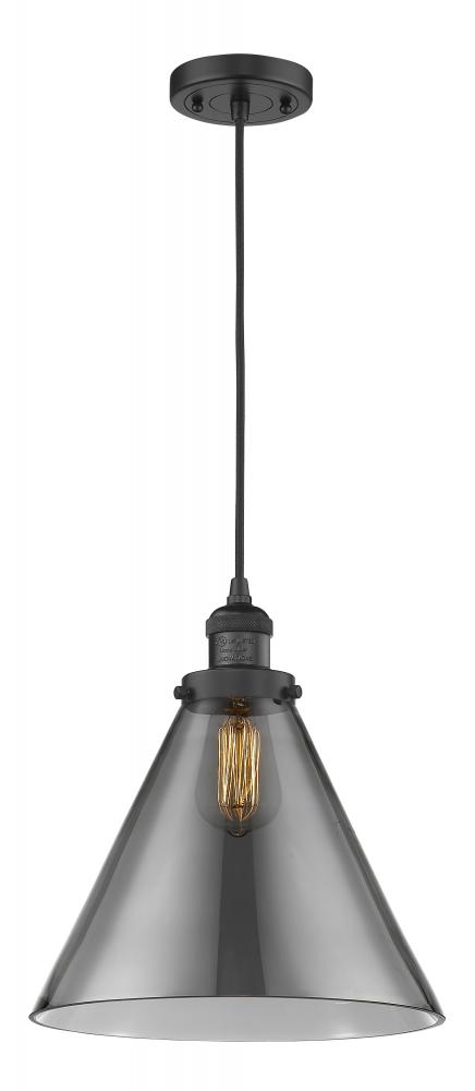 Cone - 1 Light - 12 inch - Matte Black - Cord hung - Mini Pendant