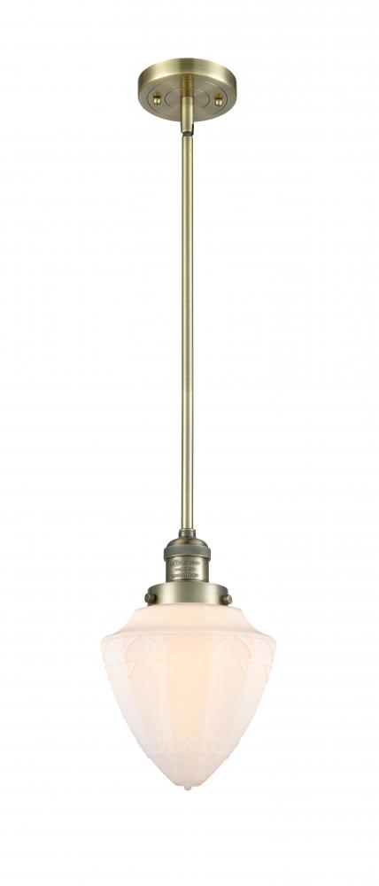 Bullet - 1 Light - 7 inch - Antique Brass - Stem Hung - Mini Pendant