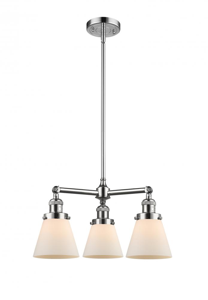 Cone - 3 Light - 19 inch - Polished Chrome - Stem Hung - Chandelier