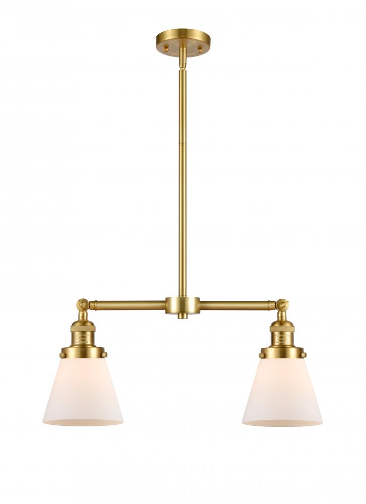 Cone - 2 Light - 21 inch - Satin Gold - Stem Hung - Island Light