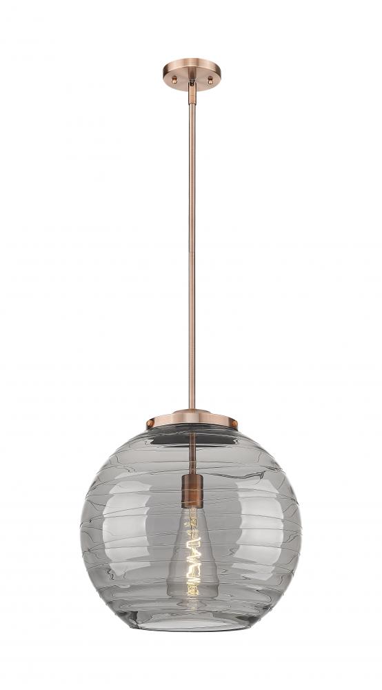 Athens Deco Swirl - 1 Light - 16 inch - Antique Copper - Stem Hung - Pendant