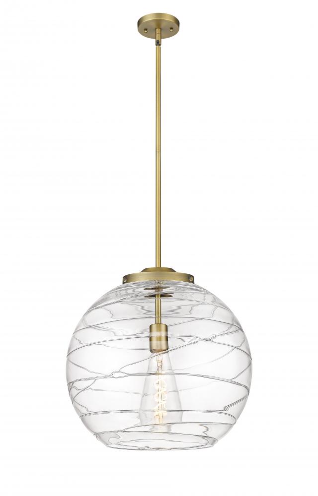 Athens Deco Swirl - 1 Light - 16 inch - Brushed Brass - Cord hung - Pendant