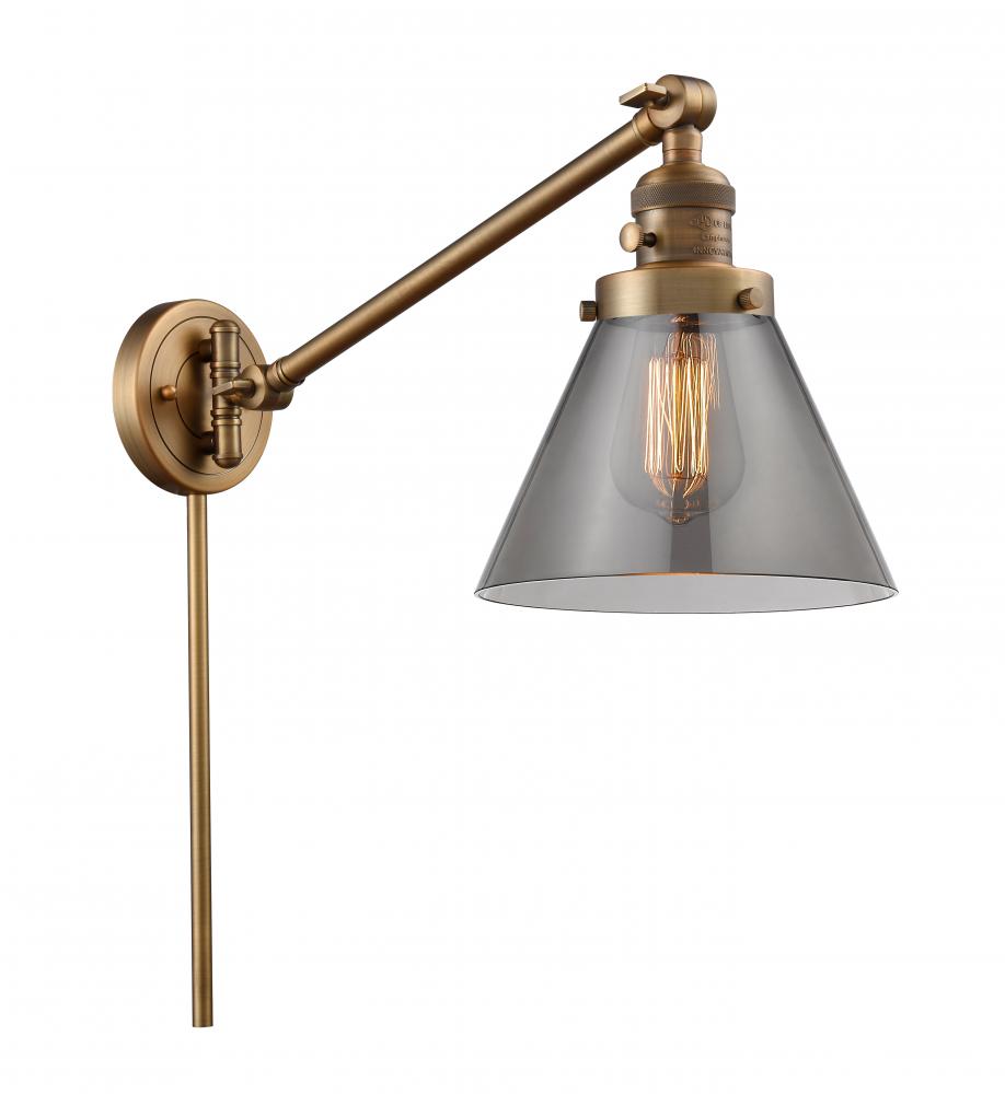 Cone - 1 Light - 8 inch - Brushed Brass - Swing Arm