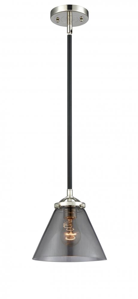 Cone - 1 Light - 8 inch - Black Polished Nickel - Cord hung - Mini Pendant