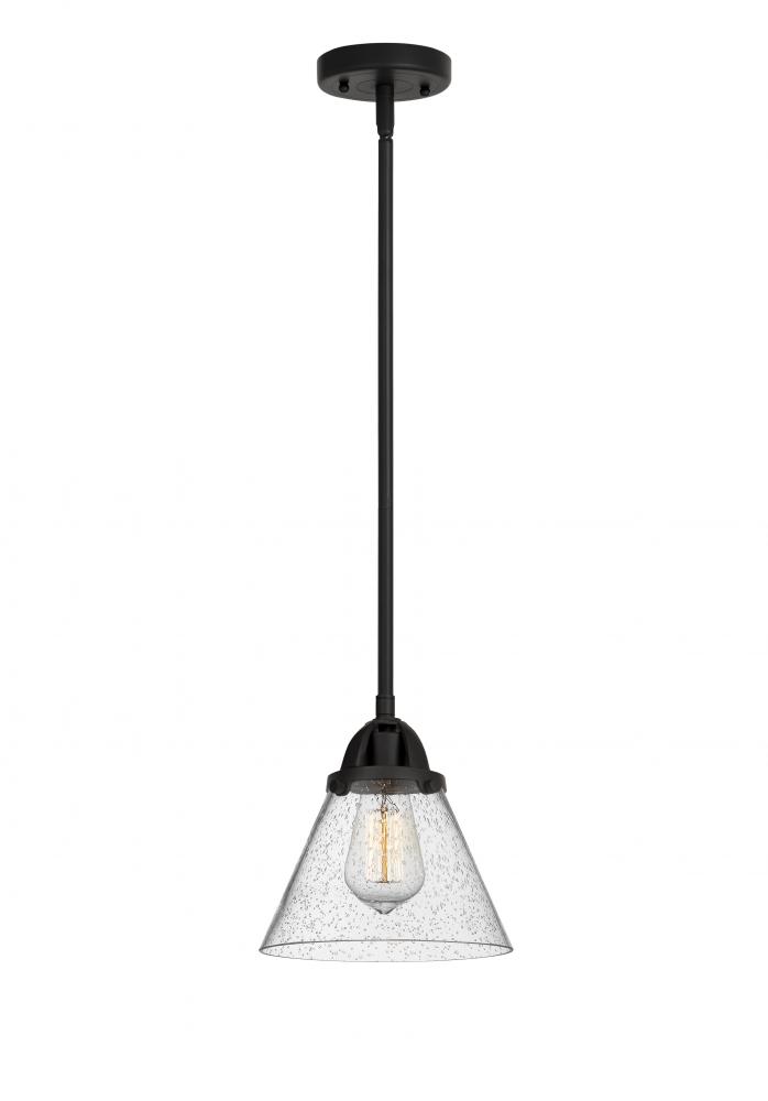 Cone - 1 Light - 8 inch - Matte Black - Cord hung - Mini Pendant