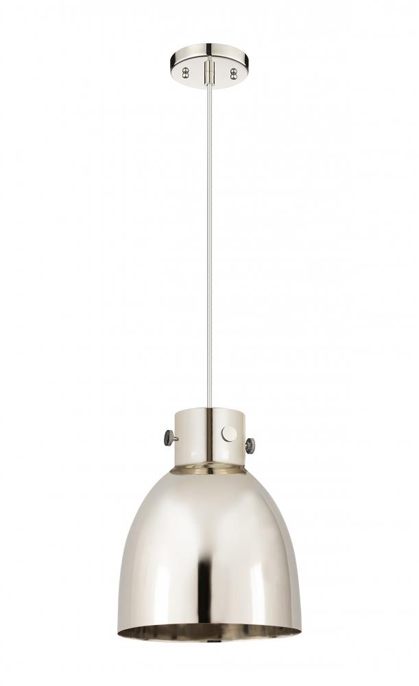 Newton Bell - 1 Light - 10 inch - Polished Nickel - Cord hung - Pendant