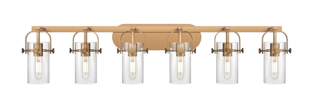 Pilaster II Cylinder - 6 Light - 44 inch - Brushed Brass - Bath Vanity Light