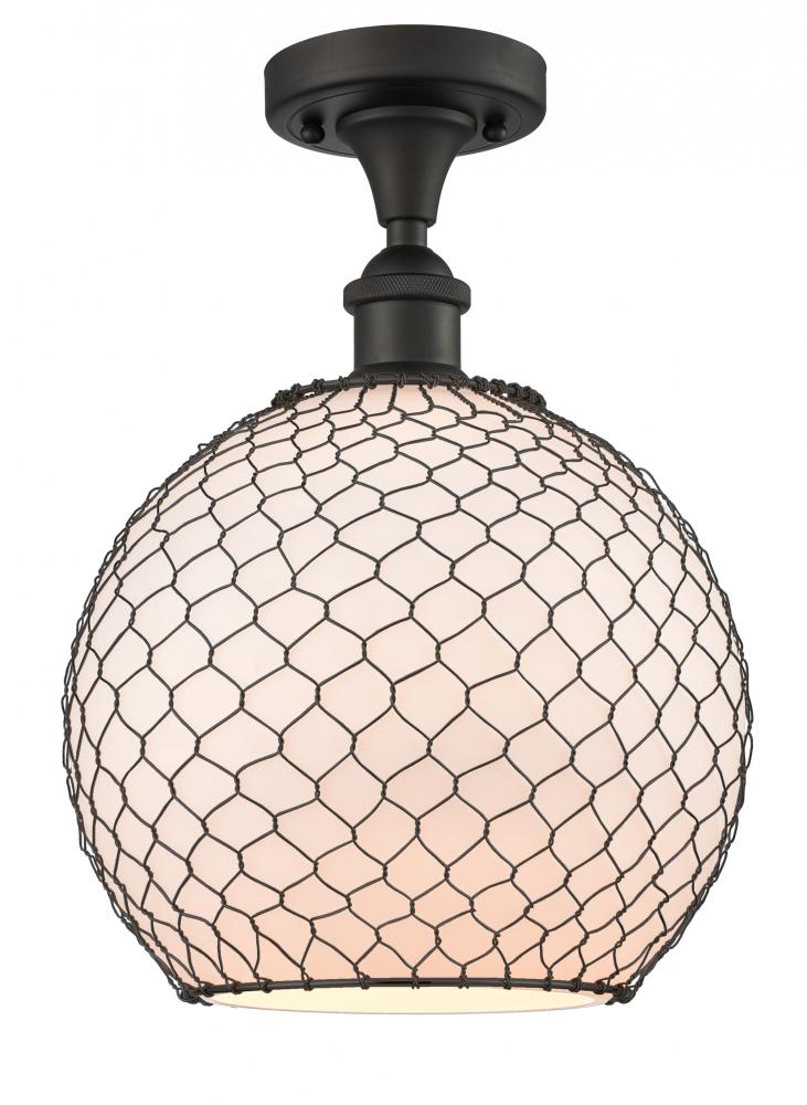 Farmhouse Chicken Wire - 1 Light - 10 inch - Oil Rubbed Bronze - Semi-Flush Mount