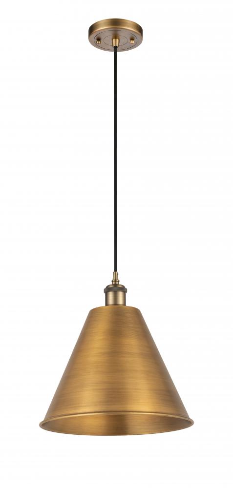 Berkshire - 1 Light - 12 inch - Brushed Brass - Cord hung - Mini Pendant