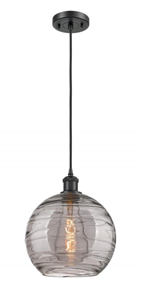 Athens Deco Swirl - 1 Light - 10 inch - Matte Black - Cord hung - Mini Pendant