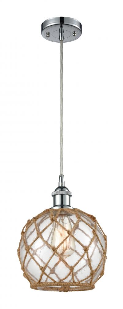 Farmhouse Rope - 1 Light - 8 inch - Polished Chrome - Cord hung - Mini Pendant