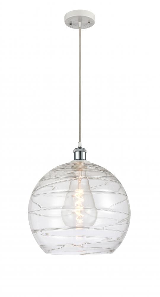 Athens Deco Swirl - 1 Light - 14 inch - White Polished Chrome - Cord hung - Pendant