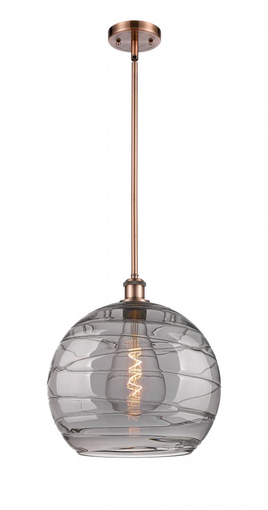 Athens Deco Swirl - 1 Light - 14 inch - Antique Copper - Pendant