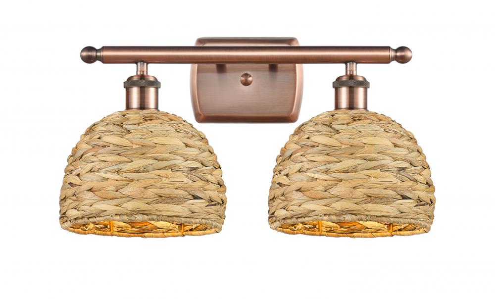 Woven Rattan - 2 Light - 18 inch - Antique Copper - Bath Vanity Light