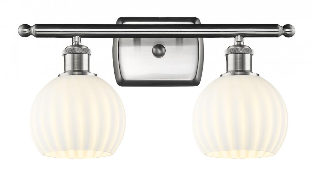 White Venetian - 2 Light - 16 inch - Brushed Satin Nickel - Bath Vanity Light