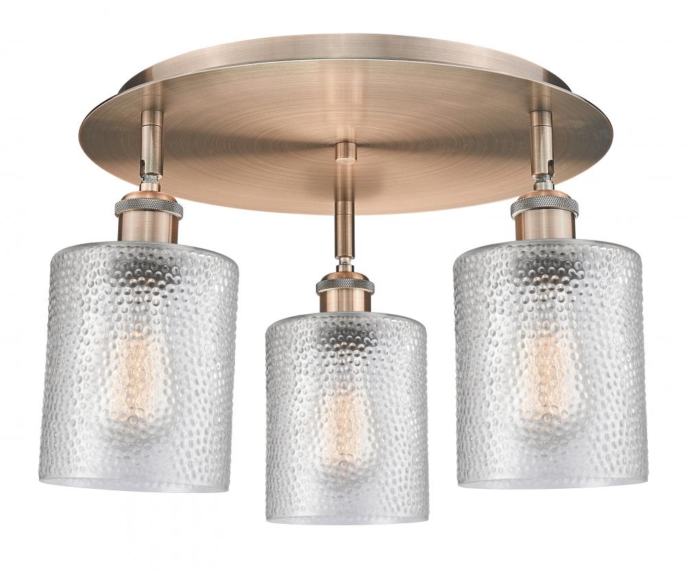 Cobbleskill - 3 Light - 17 inch - Antique Copper - Flush Mount