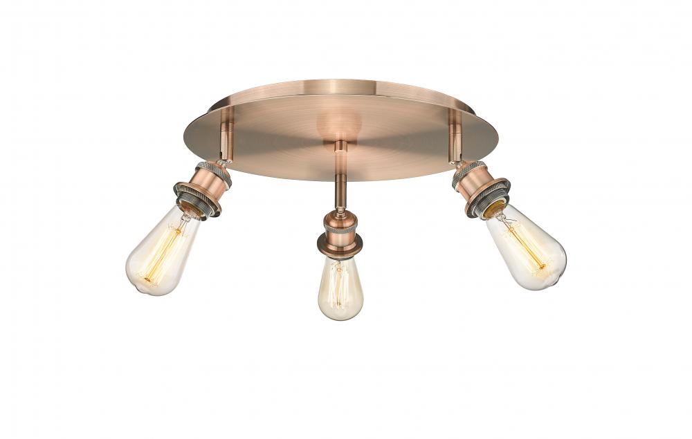 Ballston - 3 Light - 12 inch - Antique Copper - Flush Mount