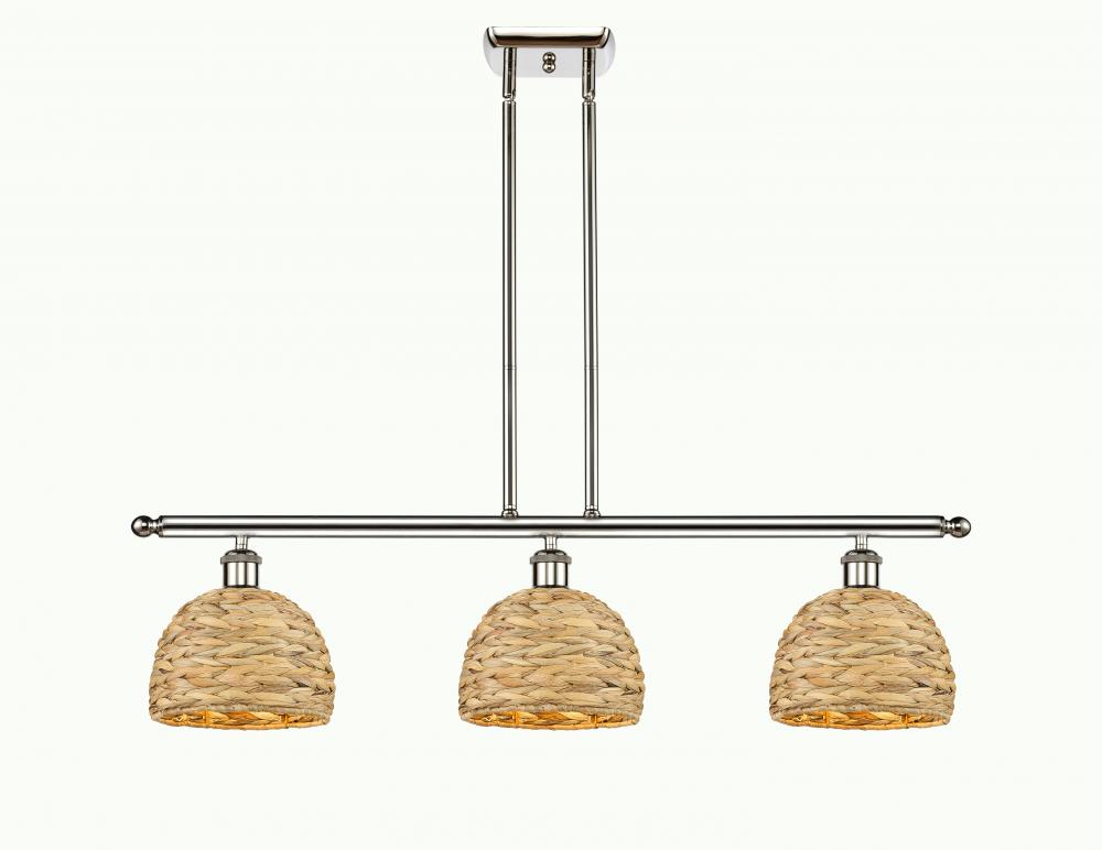 Woven Rattan - 3 Light - 36 inch - Polished Nickel - Multi Pendant