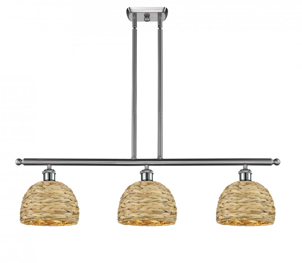 Woven Rattan - 3 Light - 36 inch - Satin Nickel - Multi Pendant