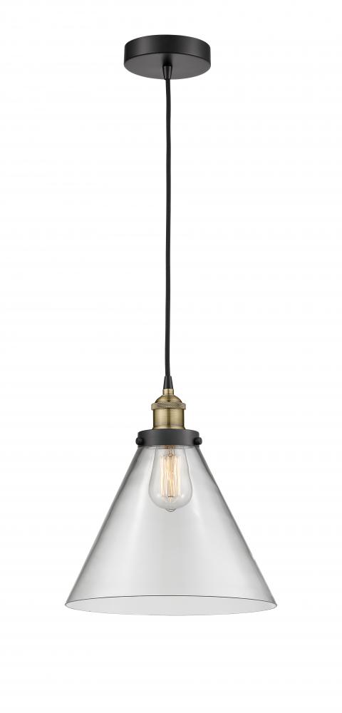 Cone - 1 Light - 12 inch - Black Antique Brass - Cord hung - Mini Pendant