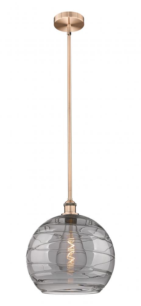 Athens Deco Swirl - 1 Light - 14 inch - Antique Copper - Cord hung - Pendant