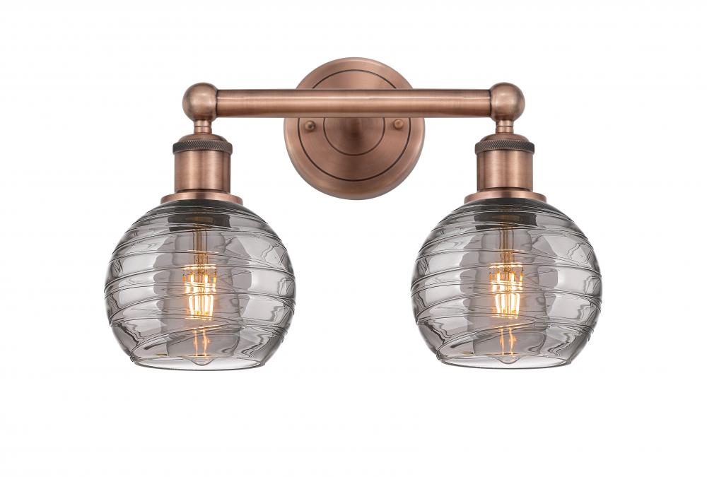 Athens Deco Swirl - 2 Light - 15 inch - Antique Copper - Bath Vanity Light