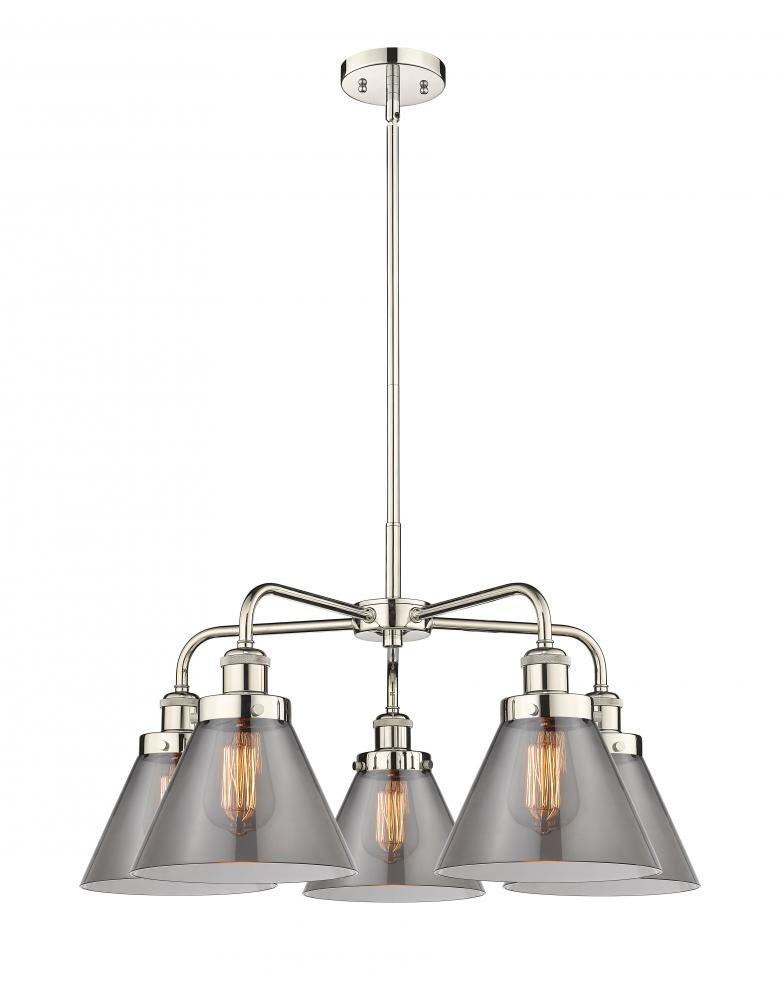 Cone - 5 Light - 26 inch - Polished Nickel - Chandelier