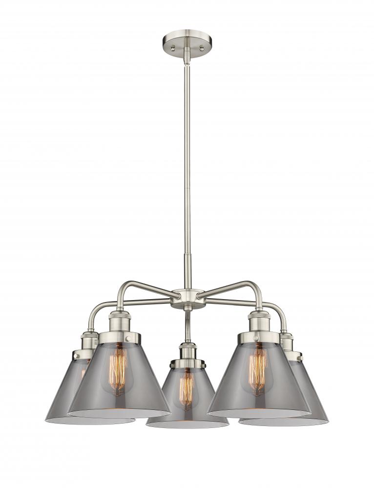 Cone - 5 Light - 26 inch - Satin Nickel - Chandelier