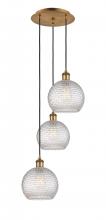 Innovations Lighting 113B-3P-BB-G122C-8CL - Athens - 3 Light - 15 inch - Brushed Brass - Cord Hung - Multi Pendant