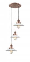 Innovations Lighting 113F-3P-AC-G1 - Halophane - 3 Light - 16 inch - Antique Copper - Cord hung - Multi Pendant