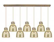 Innovations Lighting 127-410-1PS-BB-G412-8ME - Newton Bell - 7 Light - 52 inch - Brushed Brass - Linear Pendant