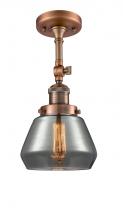 Innovations Lighting 201F-AC-G173 - Fulton - 1 Light - 7 inch - Antique Copper - Semi-Flush Mount