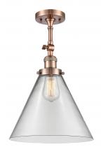 Innovations Lighting 201F-AC-G42-L-LED - Cone - 1 Light - 12 inch - Antique Copper - Adjustable Semi-Flush Mount