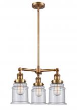 Innovations Lighting 207-BB-G184 - Canton - 3 Light - 18 inch - Brushed Brass - Stem Hung - Chandelier