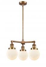 Innovations Lighting 207-BB-G201-6-LED - Beacon - 3 Light - 19 inch - Brushed Brass - Stem Hung - Chandelier