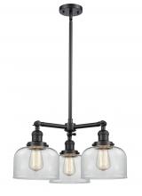 Innovations Lighting 207-BK-G72 - Bell - 3 Light - 22 inch - Matte Black - Stem Hung - Chandelier