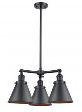 Innovations Lighting 207-BK-M13-BK - Appalachian - 3 Light - 21 inch - Matte Black - Stem Hung - Chandelier